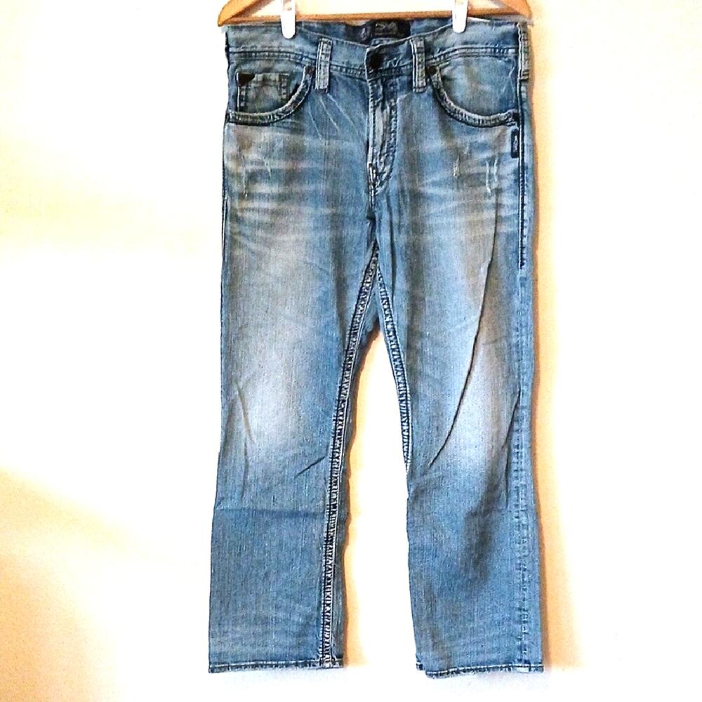 Silver Men's Light Wash Zac Straight Leg Jeans 34x32